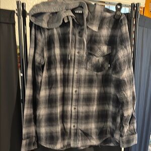 Vans Charcoal and White Plaid Shirt